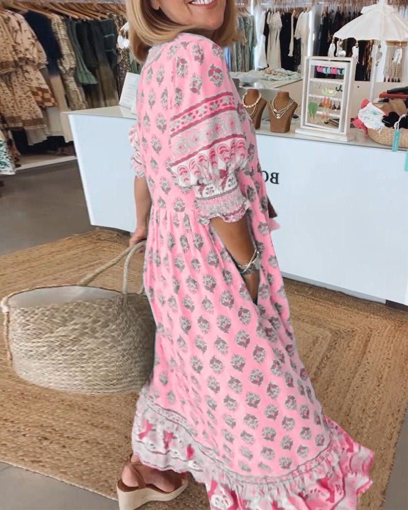 Sukienka maxi w kwiaty – elegancki krój