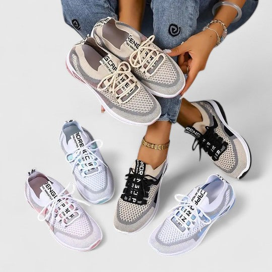 Sneakersy damskie komfortowe – skóra ekologiczna, sznurowane