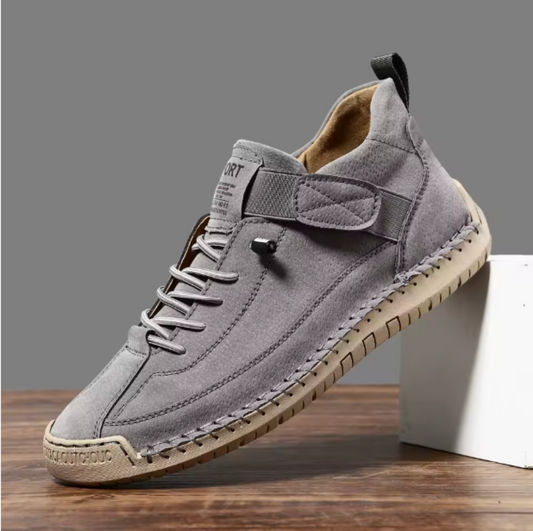 Damskie komfortowe sneakersy ze skóry ekologicznej – szare