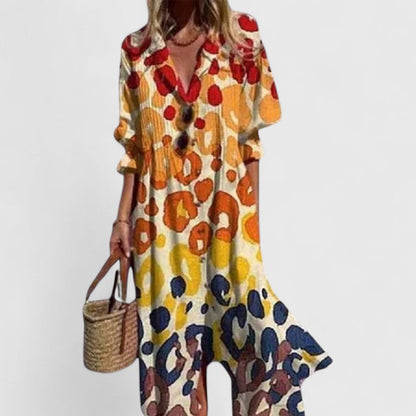 Boho sukienka damska w wyrazistych kolorach – zwiewny fason