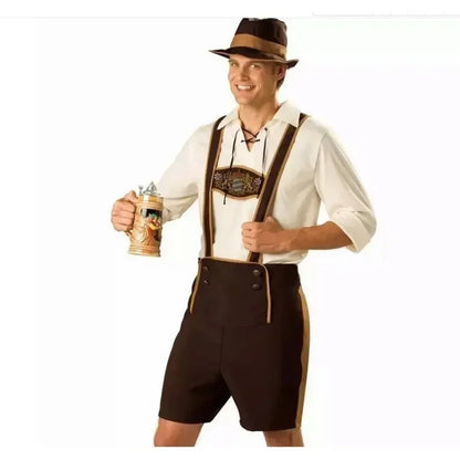 Męski kostium bawarski na Oktoberfest – komplet 3-częściowy z lederhosen
