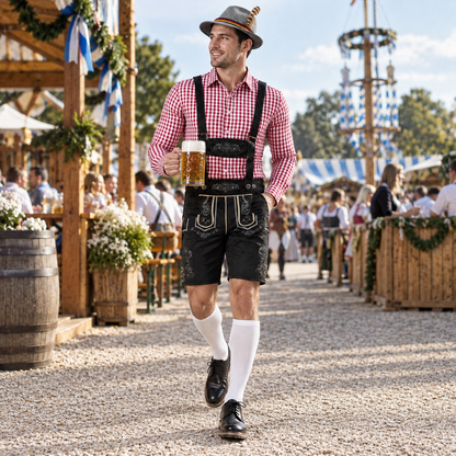 Komplet na Oktoberfest – skarpety i kapelusz z piórkiem