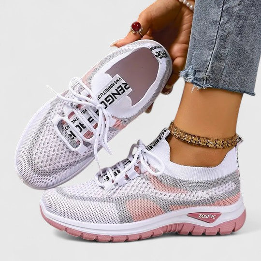Sneakersy damskie komfortowe – skóra ekologiczna, sznurowane