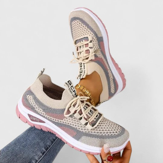 Sneakersy damskie komfortowe – skóra ekologiczna, sznurowane