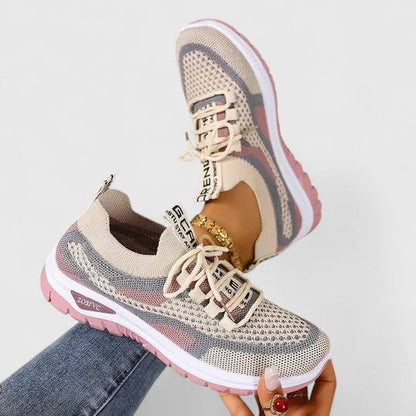 Sneakersy damskie komfortowe – skóra ekologiczna, sznurowane