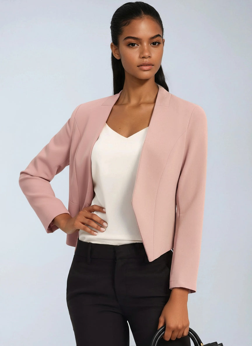 Krótka marynarka damska z otwartym przodem – elegancki blazer