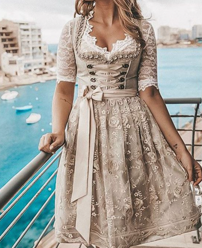 Sukienka dirndl damska z gorsetem – bawełniana, na Oktoberfest