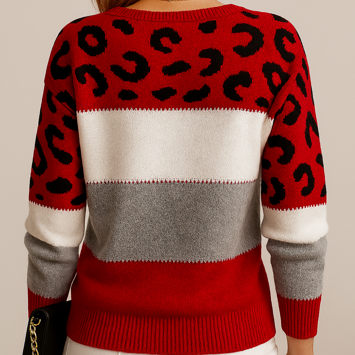 Sweter color-block – wersja czerwona