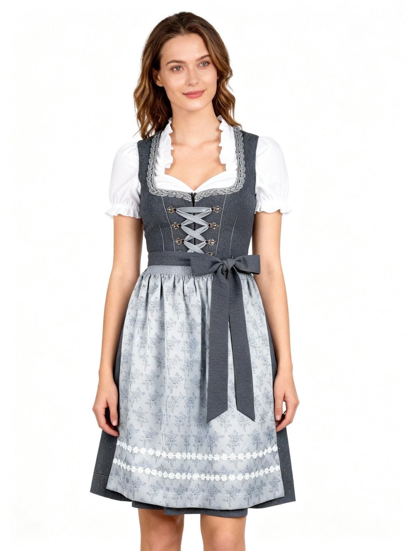 Sukienka dirndl ciemnoszara – widok z przodu