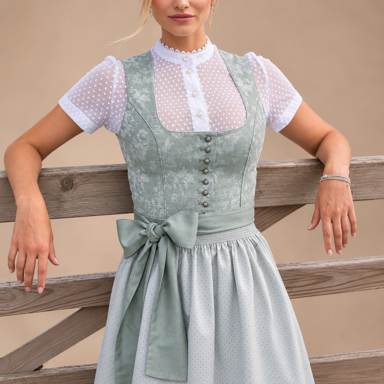 Sukienka na Oktoberfest damska – bawełna, z kokardą, klasyczna