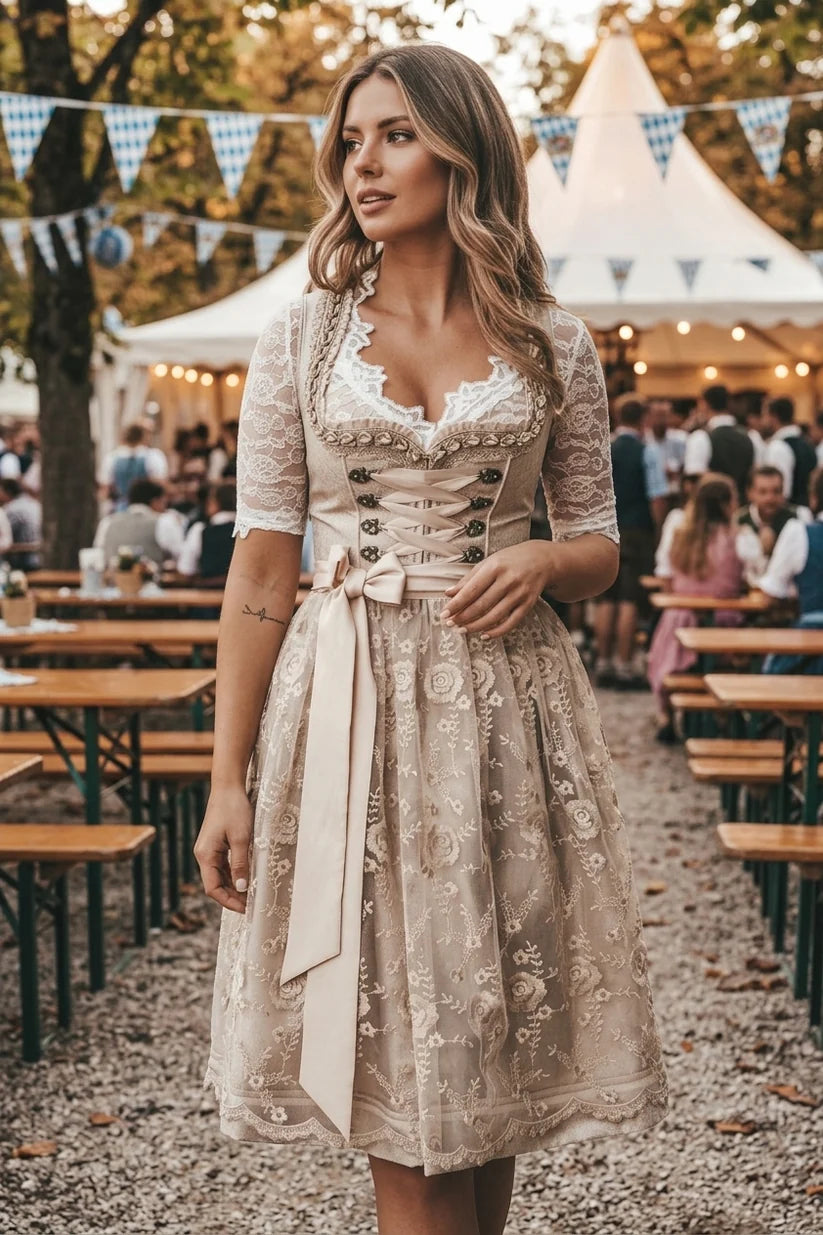 Sukienka dirndl z gorsetem – bawełniana, na Oktoberfest