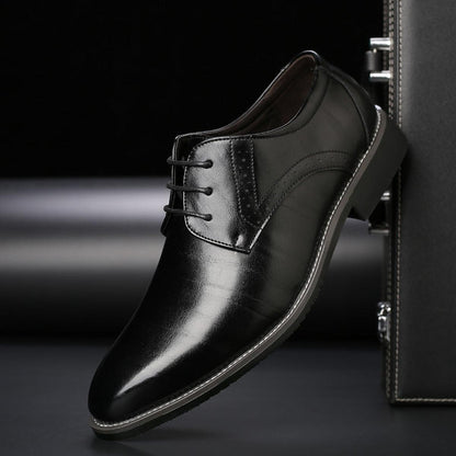 Męskie eleganckie buty sznurowane ze skóry ekologicznej – czarne