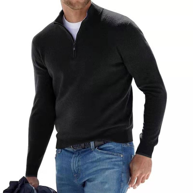 Sweter męski z zamkiem – detal dzianiny