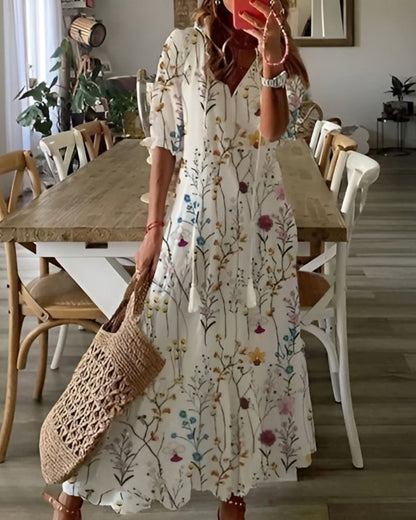 Boho sukienka plażowa damska – zwiewna, z frędzlami