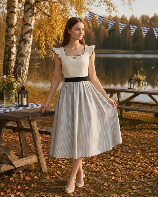 Sukienka bawarska damska na Oktoberfest – bawełna, midi w stylu vintage