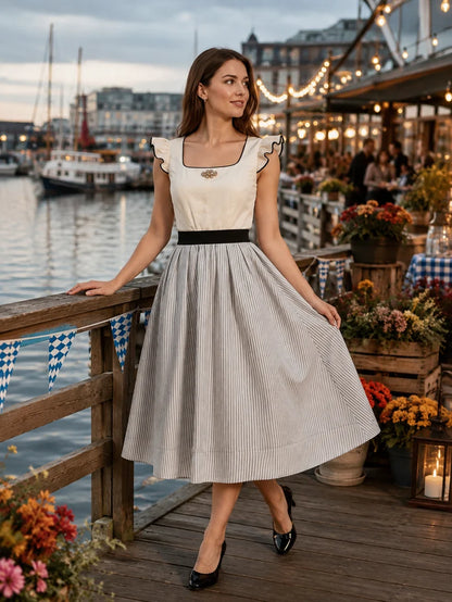 Sukienka bawarska damska na Oktoberfest – bawełna, midi w stylu vintage