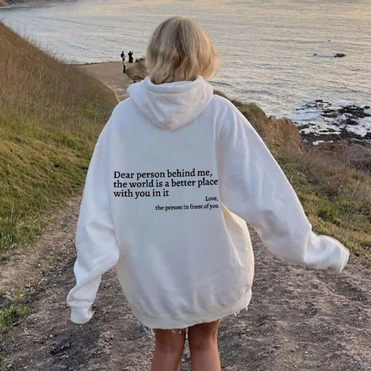 Bluza z kapturem z napisem – unisex, miękka i wygodna