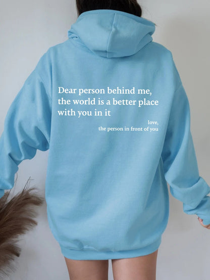 Bluza z kapturem z napisem – unisex, miękka i wygodna