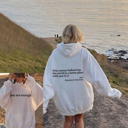 Bluza z kapturem z napisem – unisex, miękka i wygodna