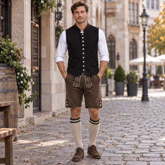 Męska kamizelka ludowa z aksamitu – elegancka, na Oktoberfest