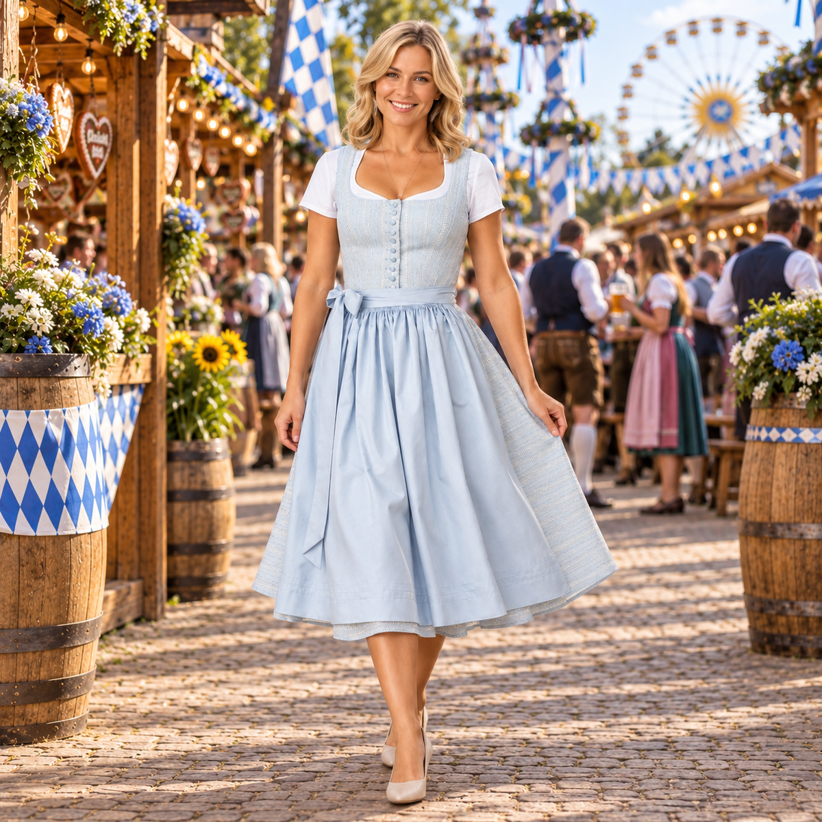Sukienka na Oktoberfest damska – bawełna, z kokardą, klasyczna