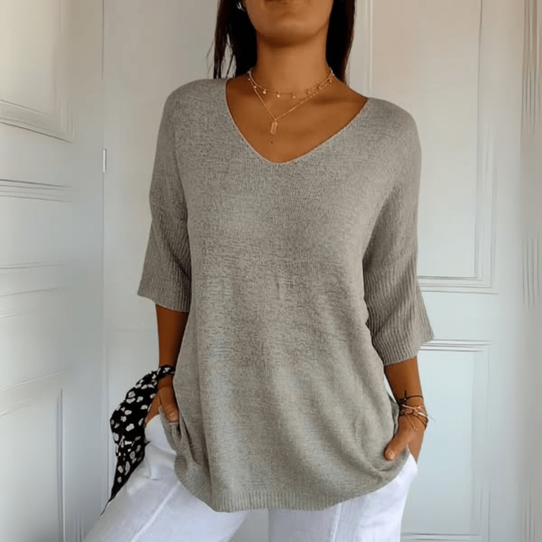 Dzianinowy sweter damski – gładka dzianina