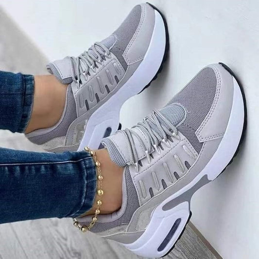 Damskie komfortowe sneakersy z mesh – szare, z amortyzacją
