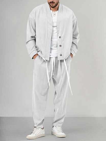 Męski komplet dresowy biały – zestaw jesienno-zimowy