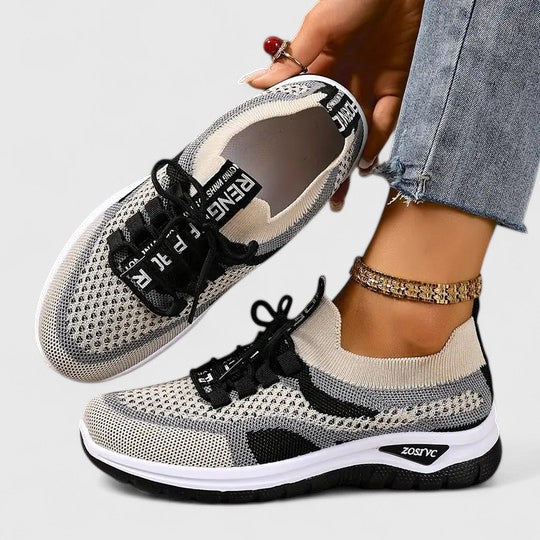 Sneakersy damskie komfortowe – skóra ekologiczna, sznurowane