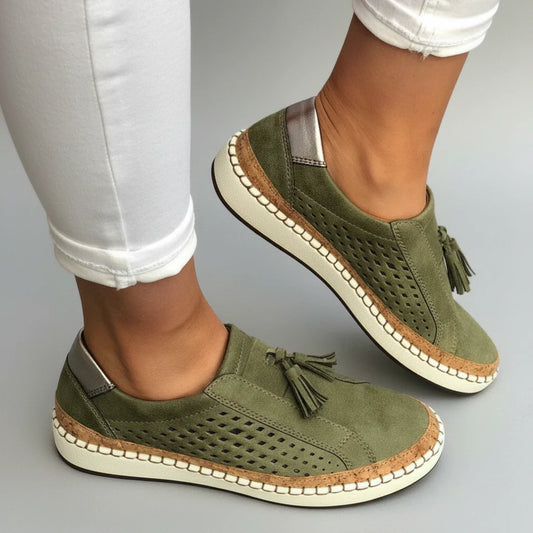 Damskie wsuwane sneakersy z dzianiny – wersja zielona