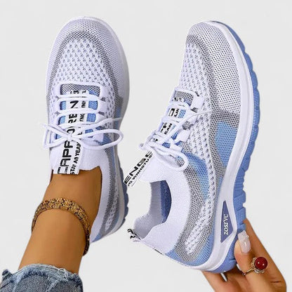 Damskie komfortowe sneakersy ze skóry ekologicznej – niebieskie