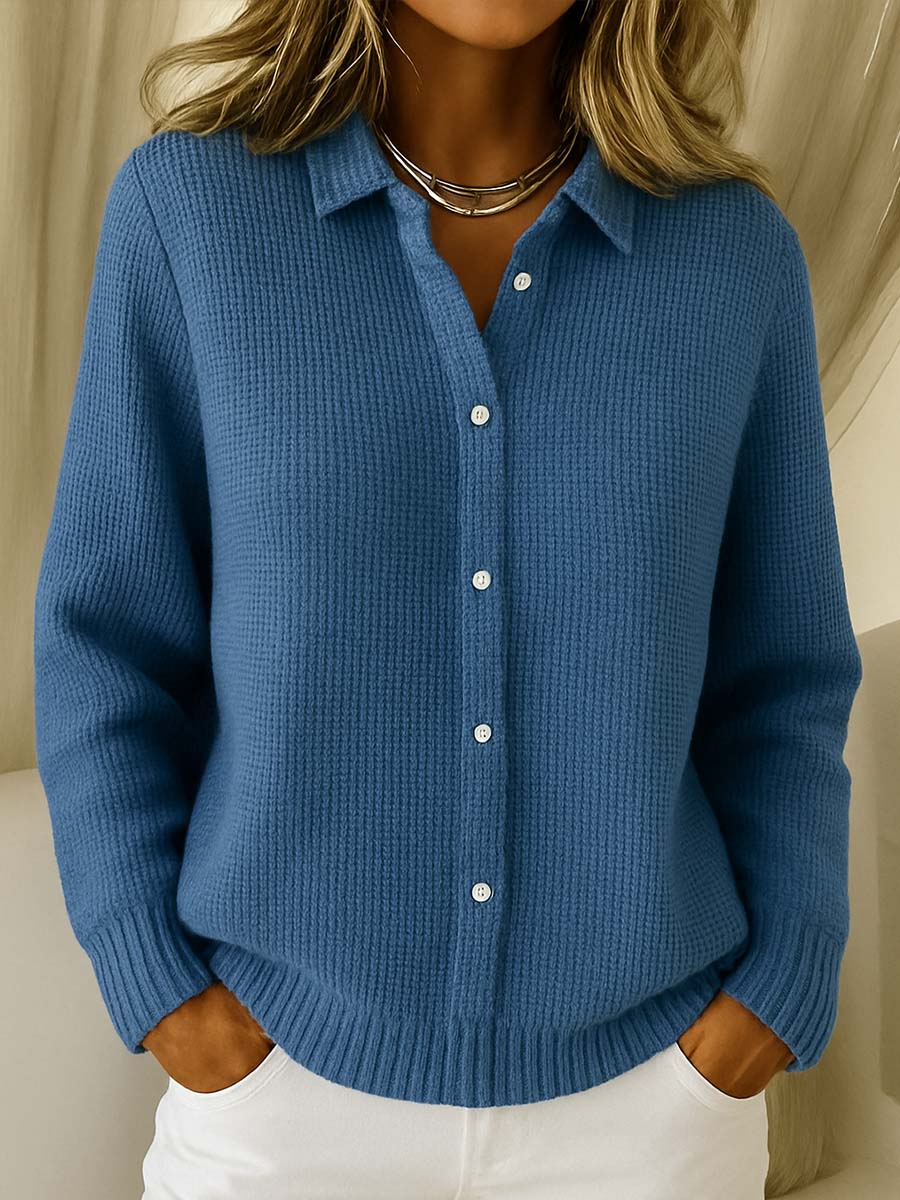 Dzianinowy sweter damski rozpinany – ze ściągaczami