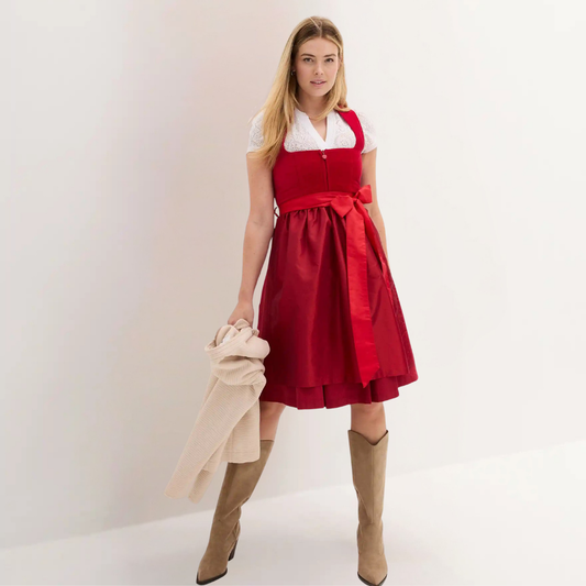 Sukienka dirndl damska z aksamitnym gorsetem – bawełna, midi, na Oktoberfest