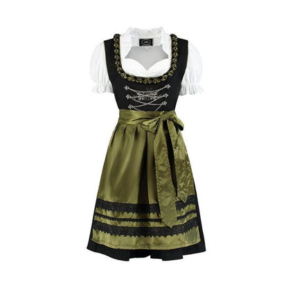Damska sukienka dirndl z bluzką – czarno-oliwkowa, na Oktoberfest