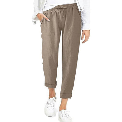 Lniane spodnie damskie – khaki