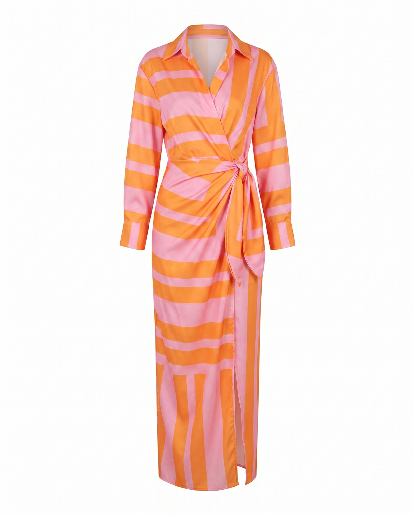 Sukienka maxi w liście – pomarańczowa